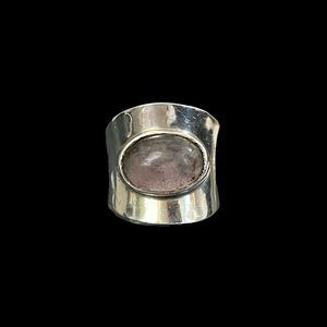 Vintage Taxco Mexico heavy sterling silver amethyst ring by Carsi Size 7.75